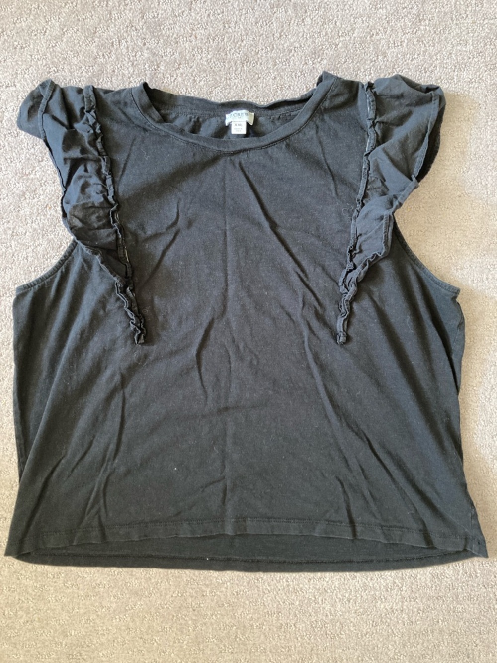 J. Crew black cotton ruffle tank top, Sz XXL.